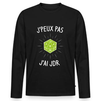 J'peux pas j'ai jeux de rôles (JDR) - T-shirt manches longues Premium bio Homme - noir - Devant - Nico (187cm)
