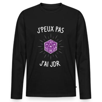 J'peux pas j'ai jeux de rôles (JDR) - T-shirt manches longues Premium bio Homme - noir - Devant - Nico (187cm)