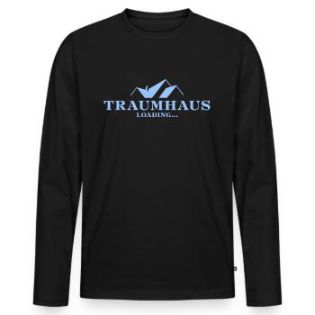 Hausbau Traumhaus loading - Männer Premium Bio Langarmshirt - Schwarz - Vorne - Nico (187cm)