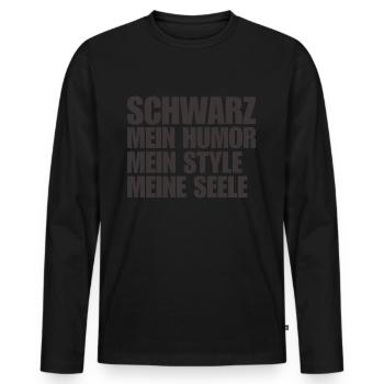 Noir Mon humour Mon âme Mon style Dire - T-shirt manches longues Premium bio Homme - noir - Devant - Nico (187cm)