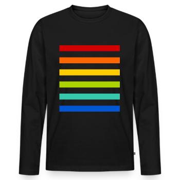 Rainbow Stripes - Men's Premium Organic Long Sleeve Shirt - black - Front - Nico (187cm)