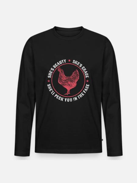 Poule, fermier - T-shirt manches longues Premium bio Homme - noir