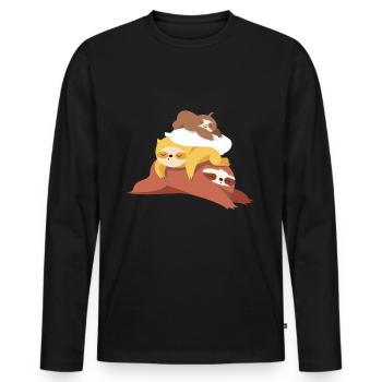 sloth chill sleep tired - Men's Premium Organic Long Sleeve Shirt - black - Front - Nico (187cm)