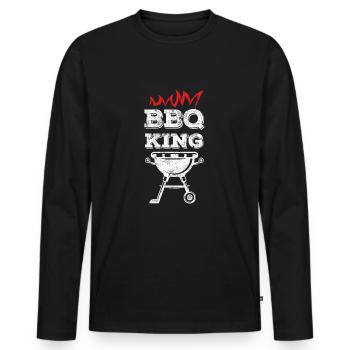 barbecue roi barbecue - T-shirt manches longues Premium bio Homme - noir - Devant - Nico (187cm)