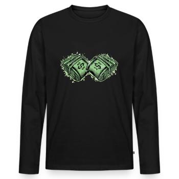 Lot d'argent - T-shirt manches longues Premium bio Homme - noir - Devant - Nico (187cm)