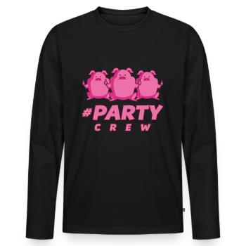 Pig party - Men's Premium Organic Long Sleeve Shirt - black - Front - Nico (187cm)