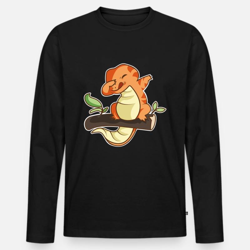 echse - Männer Premium Bio Langarmshirt - Schwarz
