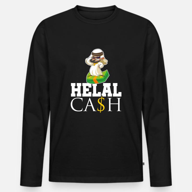 araber sheikh helal geld - Männer Premium Bio Langarmshirt - Schwarz