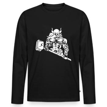Wikinger muskeln beast - Männer Premium Bio Langarmshirt - Schwarz - Vorne - Nico (187cm)