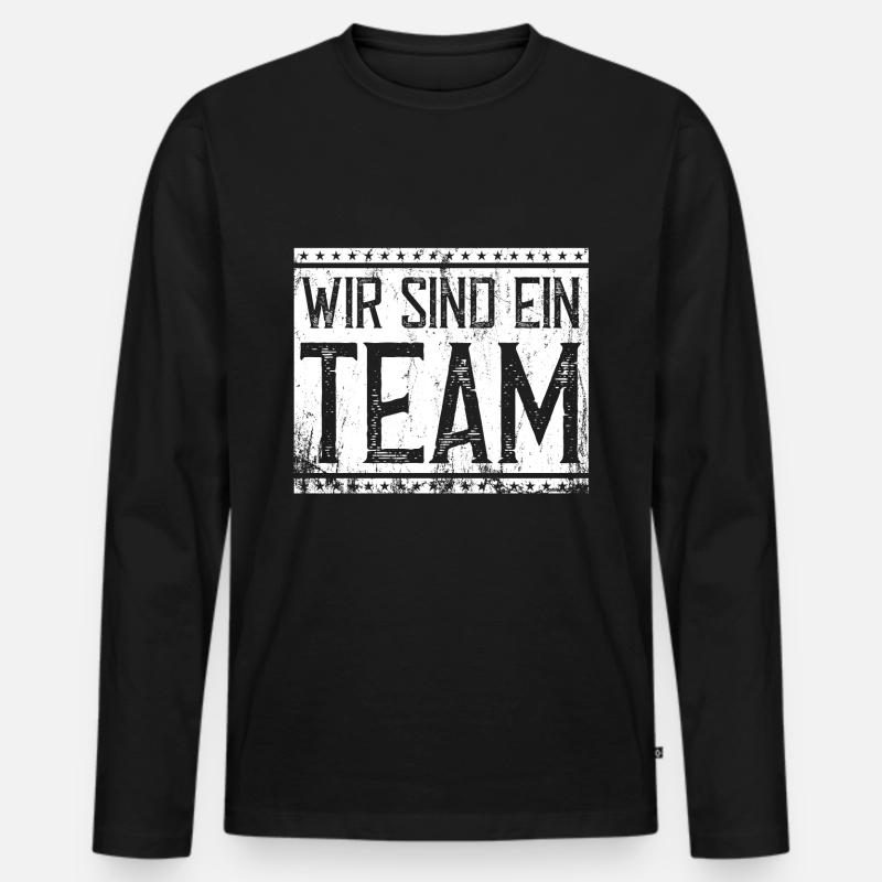 wir sind ein team - Männer Premium Bio Langarmshirt - Schwarz