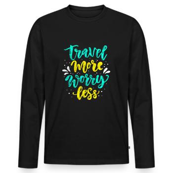Voyage voyage - T-shirt manches longues Premium bio Homme - noir - Devant - Nico (187cm)