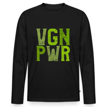 Vegan force saying - Men's Premium Organic Long Sleeve Shirt - black - Front - Nico (187cm)