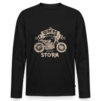 Motorcycle driving quote quote - Men's Premium Organic Long Sleeve Shirt - black - Front - Nico (187cm)