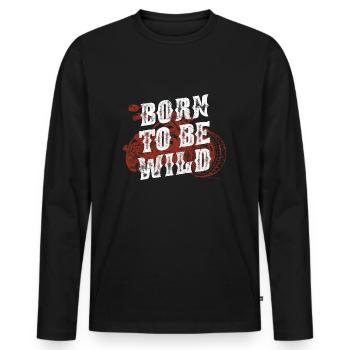 Motorcycle driving quote quote - Men's Premium Organic Long Sleeve Shirt - black - Front - Nico (187cm)
