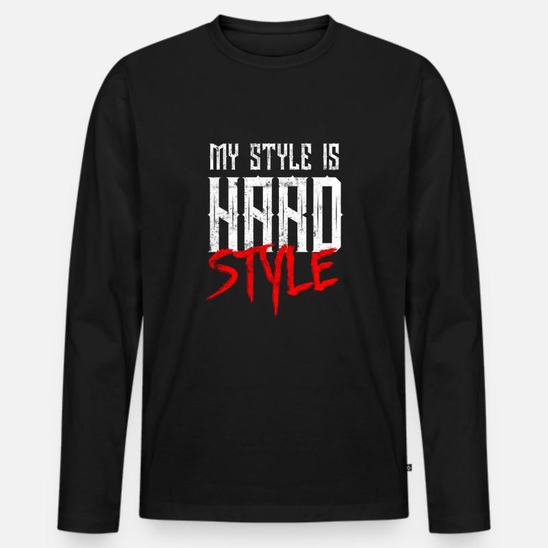 Hardstyle Musik - Männer Premium Bio Langarmshirt - Schwarz