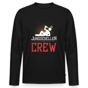 junggesellen crew saufen - Männer Premium Bio Langarmshirt - Schwarz - Vorne - Nico (187cm)