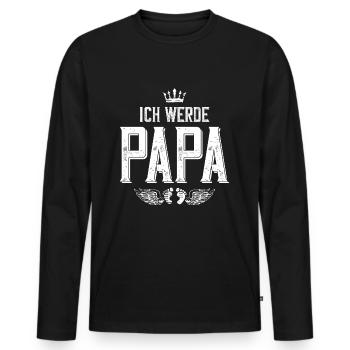 Ich werde Papa krone - Männer Premium Bio Langarmshirt - Schwarz - Vorne - Nico (187cm)