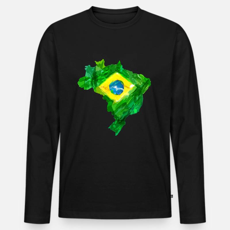 Brasilien - Männer Premium Bio Langarmshirt - Schwarz