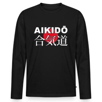 Aikido Martial Arts Japanese Kanji Script - Men's Premium Organic Long Sleeve Shirt - black - Front - Nico (187cm)