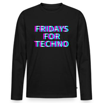 Fridays For Techno Rave Festival Electro Raver - Männer Premium Bio Langarmshirt - Schwarz - Vorne - Nico (187cm)
