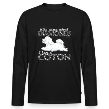 Coton De Tuléar Diamonds - T-shirt manches longues Premium bio Homme - noir - Devant - Nico (187cm)