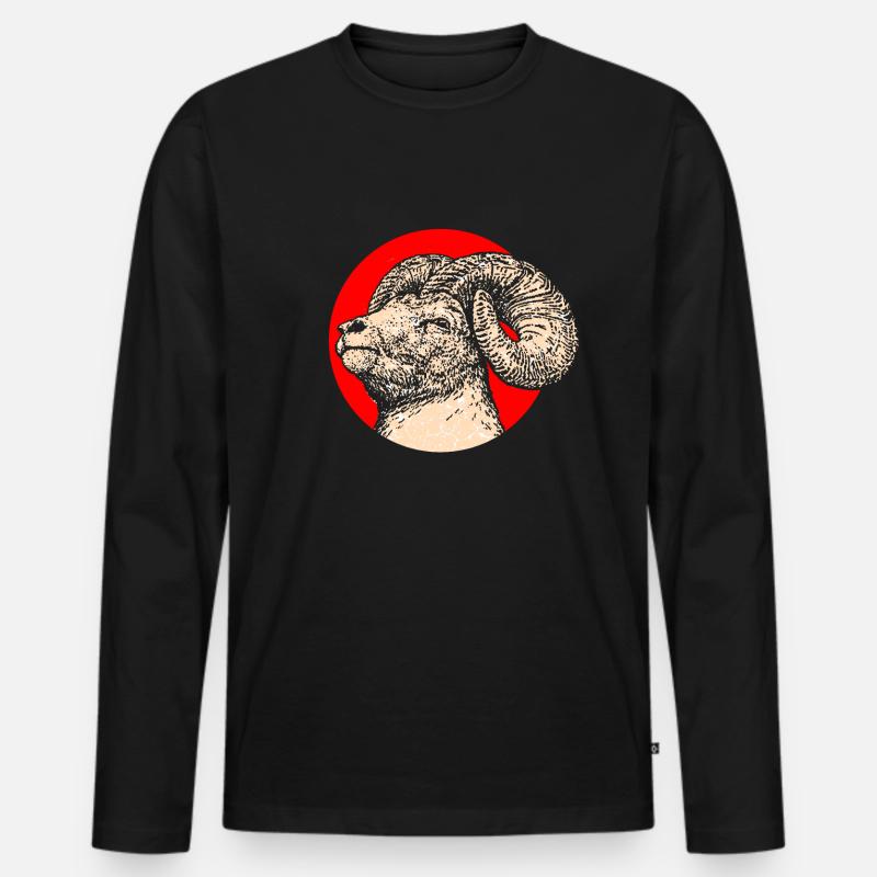 Widder Schaf Mufflon - Männer Premium Bio Langarmshirt - Schwarz