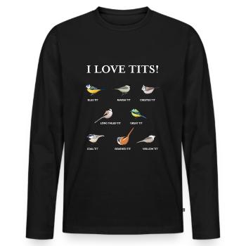 J'adore les seins Funny Gift for Birdwatching & Tit bird - T-shirt manches longues Premium bio Homme - noir - Devant - Nico (187cm)