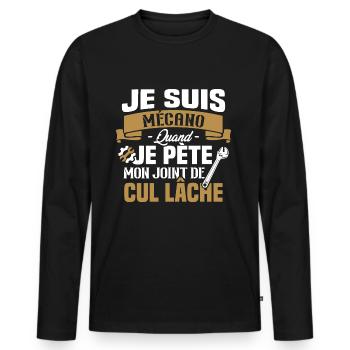 Je suis mécano humour cadeau mécanicien - T-shirt manches longues Premium bio Homme - noir - Devant - Nico (187cm)