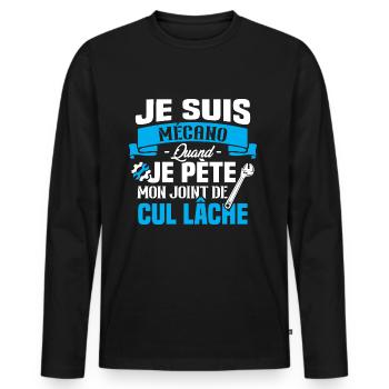 Je suis mécano humour cadeau mécanicien - T-shirt manches longues Premium bio Homme - noir - Devant - Nico (187cm)