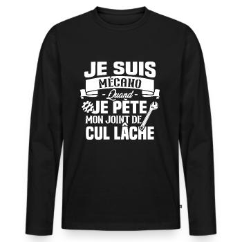 Je suis mécano humour cadeau mécanicien - T-shirt manches longues Premium bio Homme - noir - Devant - Nico (187cm)