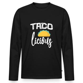 Taco Licious Mexican Food T-Shirt Gift - Men's Premium Organic Long Sleeve Shirt - black - Front - Nico (187cm)