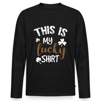 This is my lucky shirt - Men's Premium Organic Long Sleeve Shirt - black - Front - Nico (187cm)