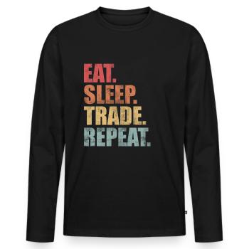 Trader boursier finance de l'argent - T-shirt manches longues Premium bio Homme - noir - Devant - Nico (187cm)