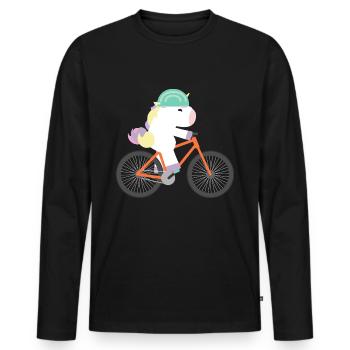 Licorne Roule à vélo - T-shirt manches longues Premium bio Homme - noir - Devant - Nico (187cm)