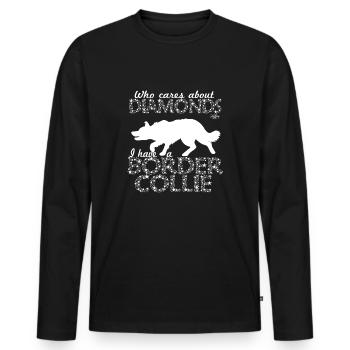 bordercolliediamonds2 - T-shirt manches longues Premium bio Homme - noir - Devant - Nico (187cm)