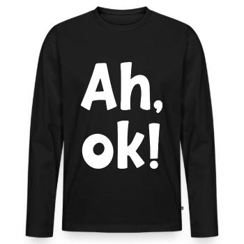 AH OK - Männer Premium Bio Langarmshirt - Schwarz - Vorne - Nico (187cm)