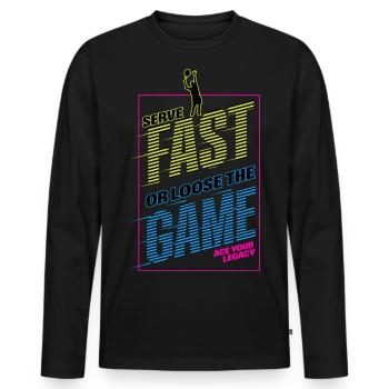 Serve Fast or loose the Game Tennis Motivation - Männer Premium Bio Langarmshirt - Schwarz - Vorne - Nico (187cm)