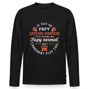 papy sapeurs pompiers humour papy pompier - T-shirt manches longues Premium bio Homme - noir - Devant - Nico (187cm)