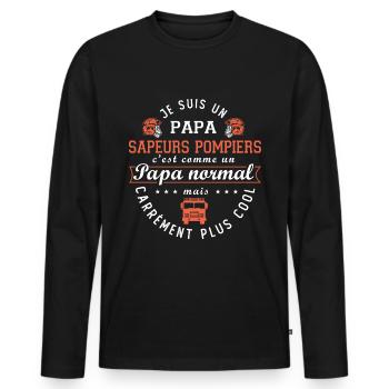 papa sapeurs pompiers humour papa pompier - T-shirt manches longues Premium bio Homme - noir - Devant - Nico (187cm)