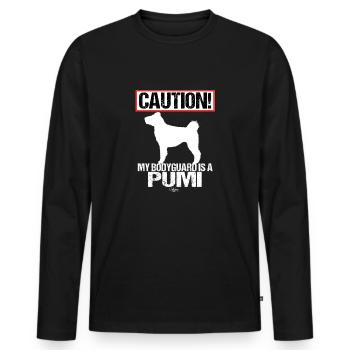 pumivartija - Männer Premium Bio Langarmshirt - Schwarz - Vorne - Nico (187cm)