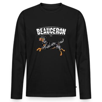 Beauceron - T-shirt manches longues Premium bio Homme - noir - Devant - Nico (187cm)