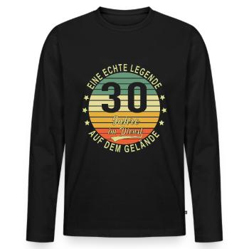 30 Jähriges Dienstjubiläum Arbeitsjubiläum - Männer Premium Bio Langarmshirt - Schwarz - Vorne - Nico (187cm)