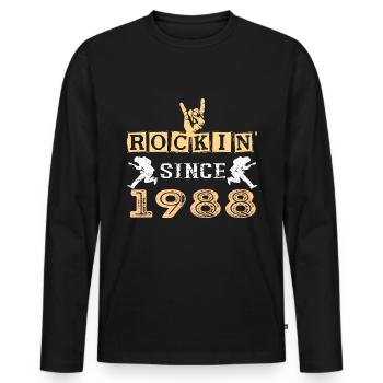 Rockin desde 1988 Classic Rock Cumpleaños - Men's Premium Organic Long Sleeve Shirt - black - Front - Nico (187cm)
