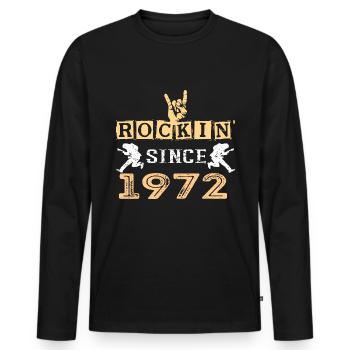 Rockin' Since 1972 Classic Rock 49th Birthday - Men's Premium Organic Long Sleeve Shirt - black - Front - Nico (187cm)