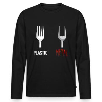 Fourchette Plastic Metal Musique - T-shirt manches longues Premium bio Homme - noir - Devant - Nico (187cm)