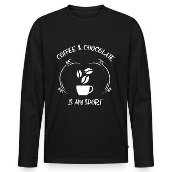 Café, expresso, café et chocolat - T-shirt manches longues Premium bio Homme - noir - Devant - Nico (187cm)