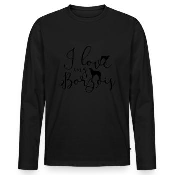 borzoislove2 - Men's Premium Organic Long Sleeve Shirt - black - Front - Nico (187cm)