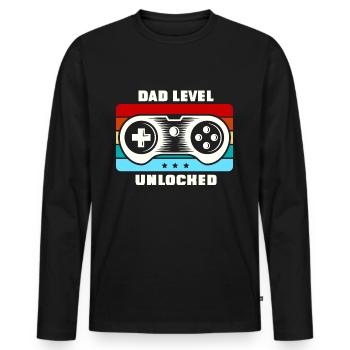 Dad Level unlocked unny Daddy Father Saying - Männer Premium Bio Langarmshirt - Schwarz - Vorne - Nico (187cm)