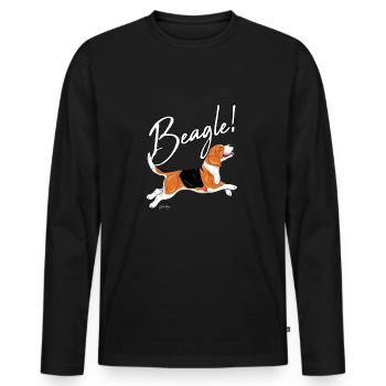 Beagle! - Men's Premium Organic Long Sleeve Shirt - black - Front - Nico (187cm)