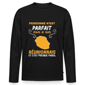 La Réunion Réunionnais idée Cadeau Humour - T-shirt manches longues Premium bio Homme - noir - Devant - Nico (187cm)